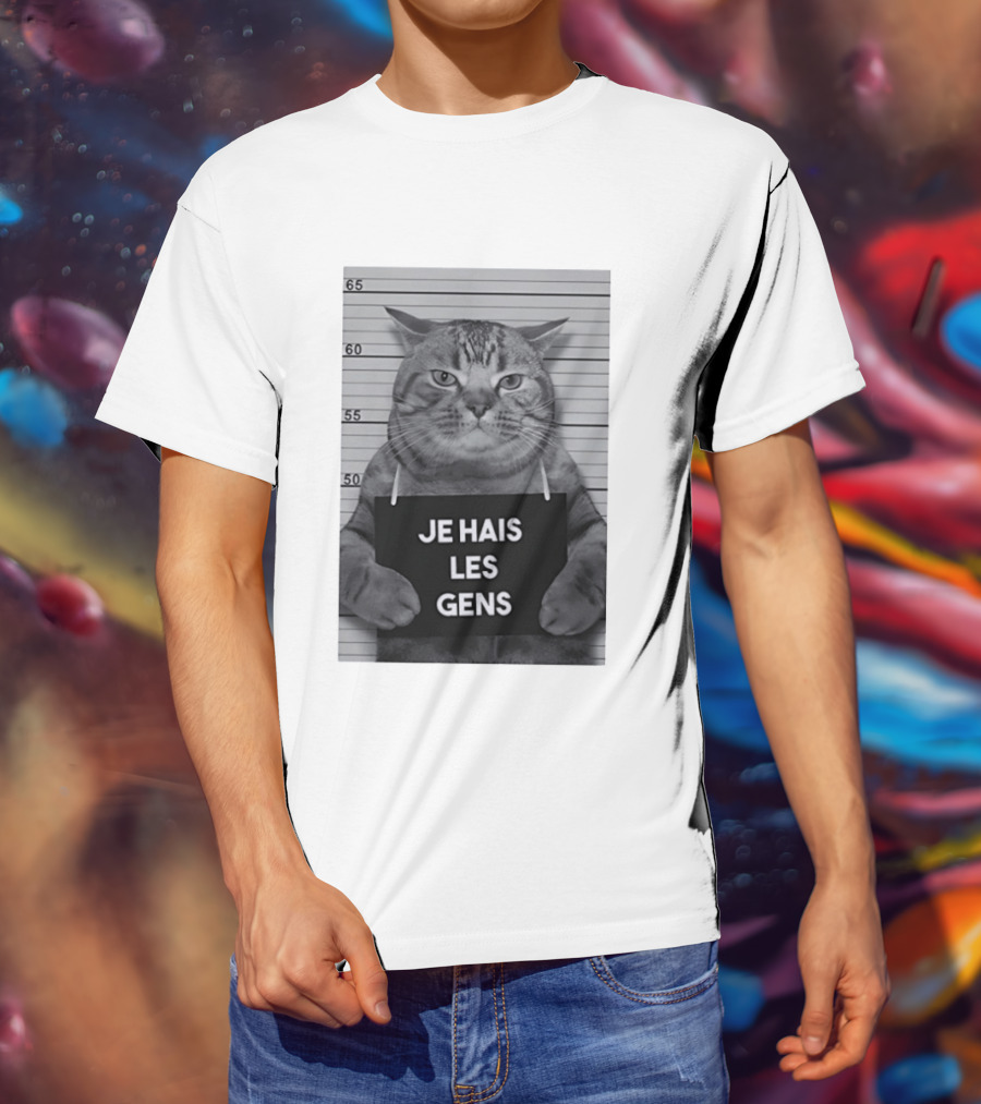 Je Hais Les Gens Shot Cat French T-Shirt