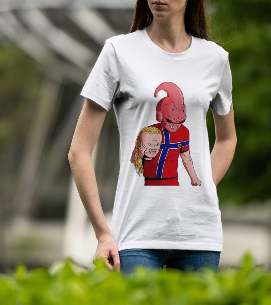 Majin Buu Holding Erling Haaland With Norway Football Jersey T-Shirt