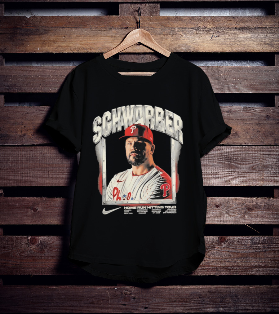 Philadelphia Phillies Kyle Schwarber Home Run Hitting Tour 2026 Nike Baseball T-Shirt