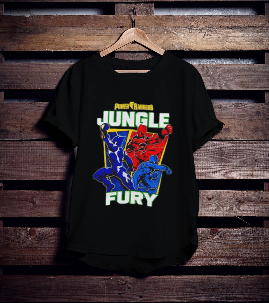 Power Rangers Jungle Fury Red And Blue Rangers Action Poses T-Shirt