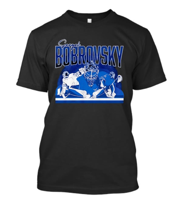 Sergei Bobrovsky Number 72 Blue And White Hockey Goalie Action Toronto Maple Leafs NHL T-Shirt
