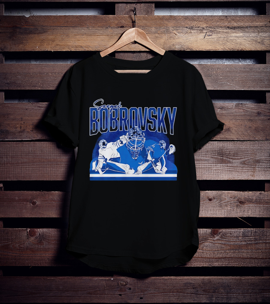 Sergei Bobrovsky Number 72 Blue And White Hockey Goalie Action Toronto Maple Leafs NHL T-Shirt