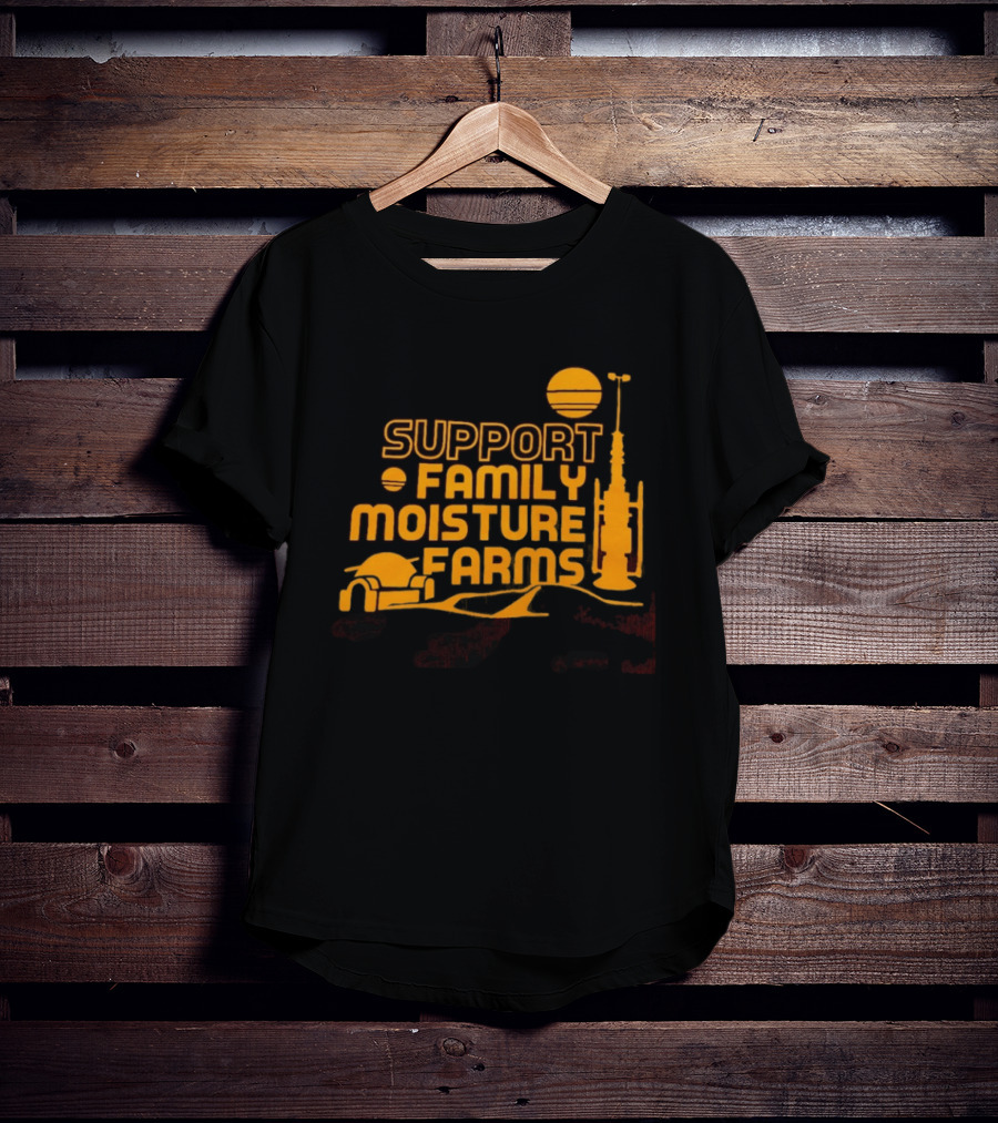 Support Family Moisture Farms Tatooine Landspeeder Sunset Scene T-Shirt