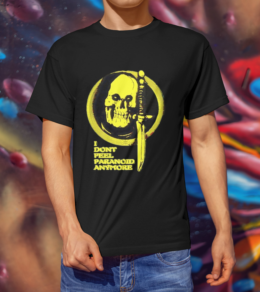 I Don't Feel Paranoid Anymore Skull Dagger Retro Horror Vibe T-Shirt