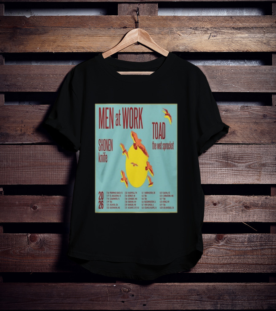 Men At Work Toad The Wet Sprocket Shonen Knife 2026 Tour Dates And Locations T-Shirt