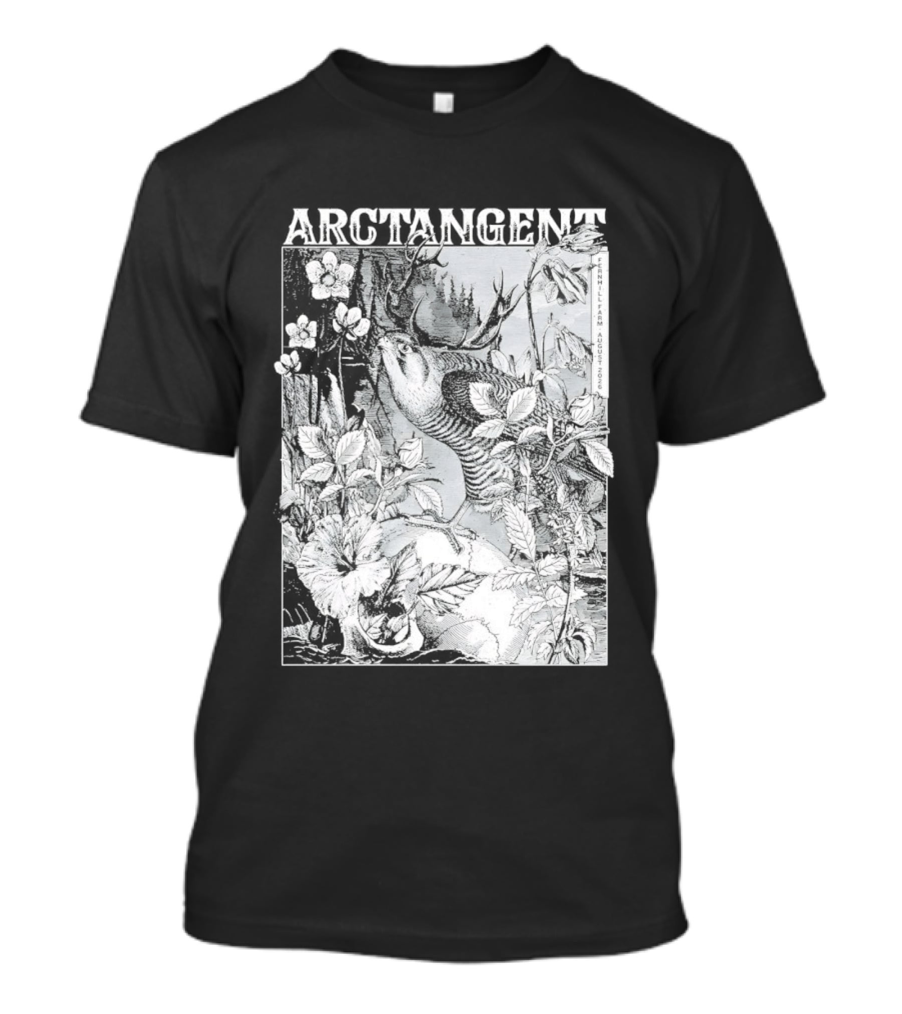 Arctangent Fernhill Farm Festival 2026 Bird Antlers Floral T-Shirt