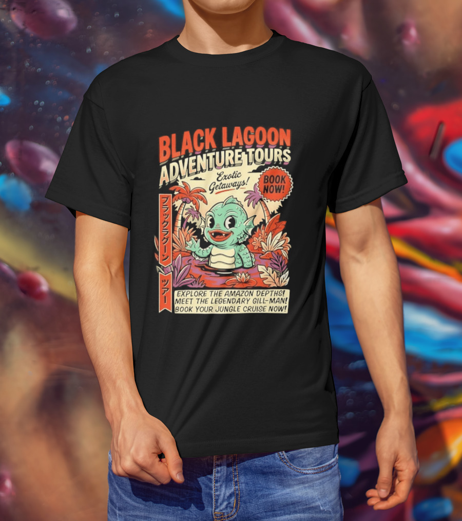 Black Lagoon Adventure Tours Exotic Getaways Book Now Explore The Amazon Depths T-Shirt
