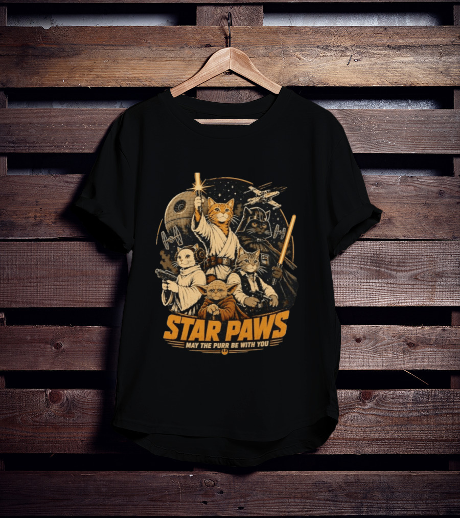Star Paws May The Purr Be With You Cat Jedi Warriors Star Wars T-Shirt