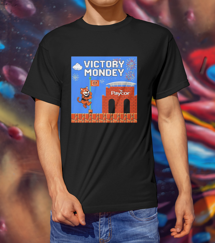 Cincinnati Bengals Victory Mondey Pixel Art Tiger Paycor Stadium Celebration T-Shirt