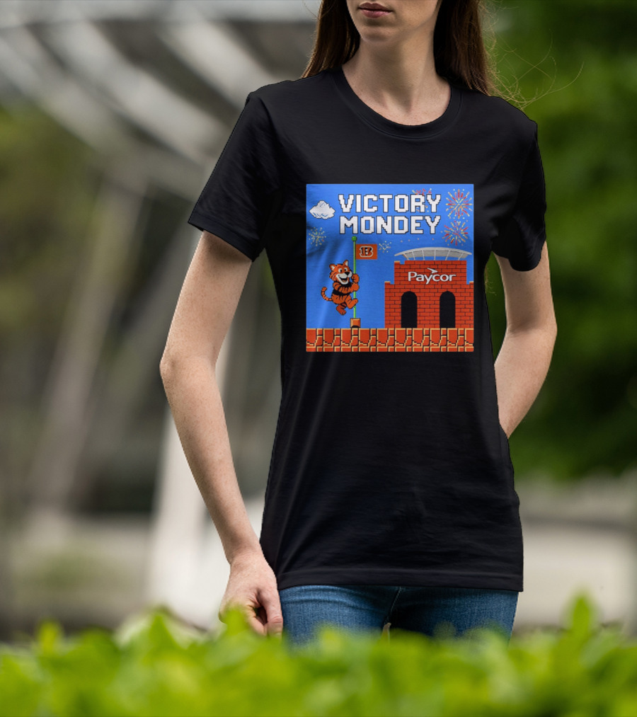 Cincinnati Bengals Victory Mondey Pixel Art Tiger Paycor Stadium Celebration T-Shirt