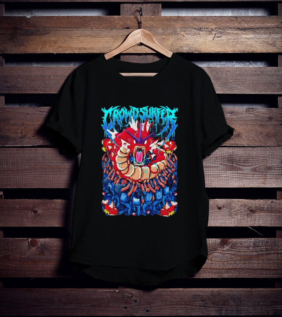 Crowd Surfer Gyarados Magikarp Pokémon Fan Art Concert Scene T-Shirt