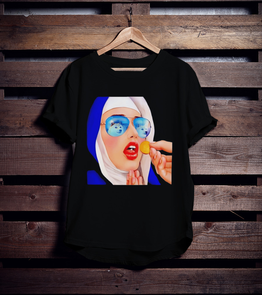 Doge Nun Sunglasses Reflection Communion Meme T-Shirt