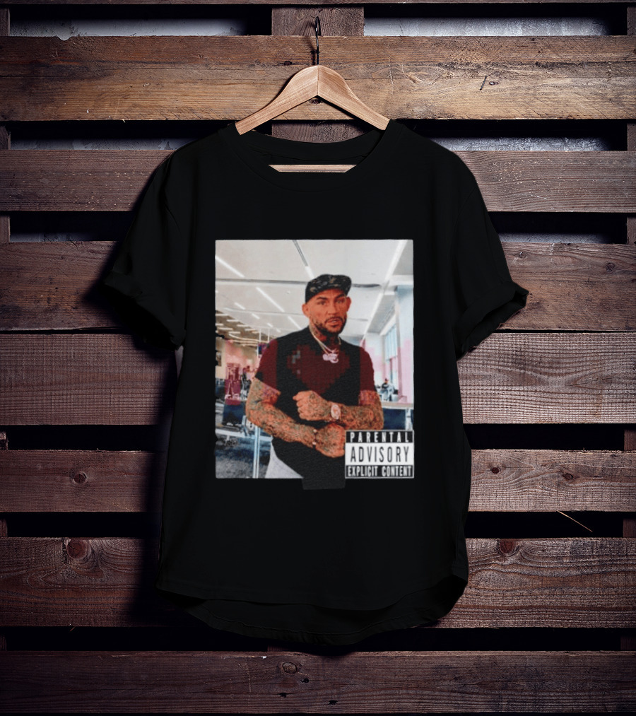 Dustin Poirier Parental Advisory Explicit Content Indoors Tattooed Man With Chain And T-Shirt