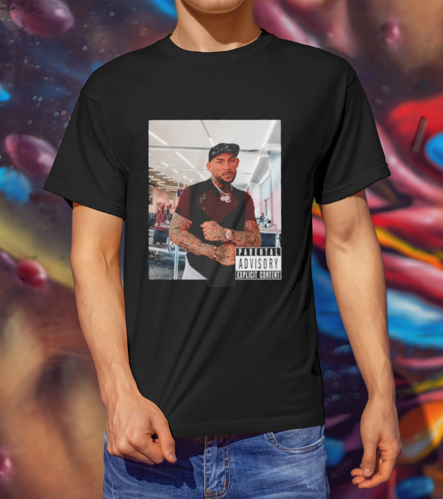 Dustin Poirier Parental Advisory Explicit Content Indoors Tattooed Man With Chain And T-Shirt