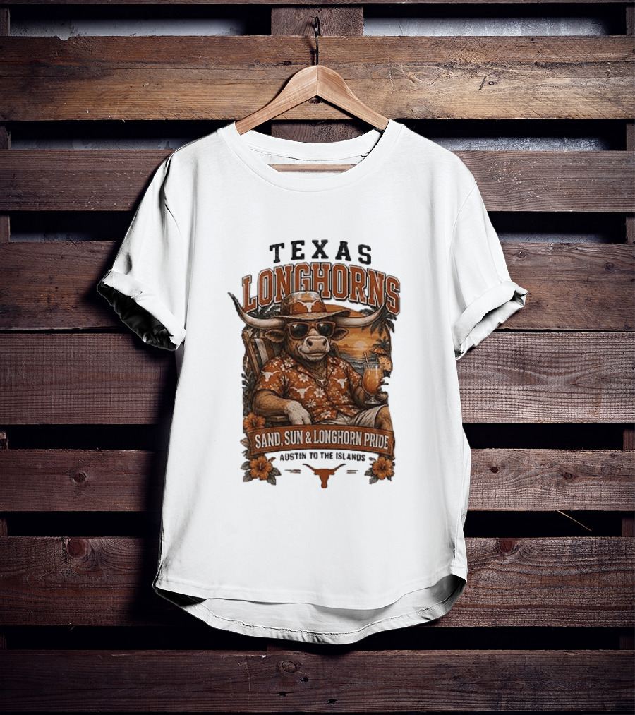 Texas Longhorns Sand Sun Longhorn Pride Austin To The Islands Tropical Paradise T-Shirt