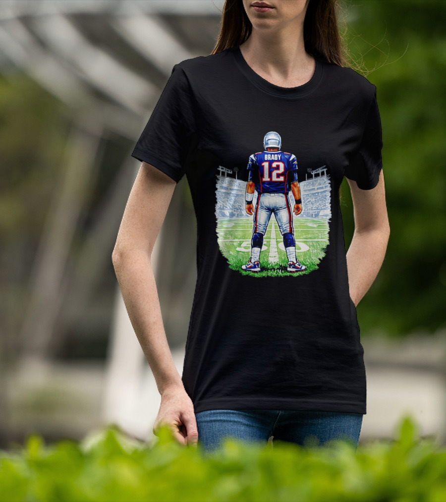 Brady 12 New England Patriots Football Stadium Back View T-Shirt