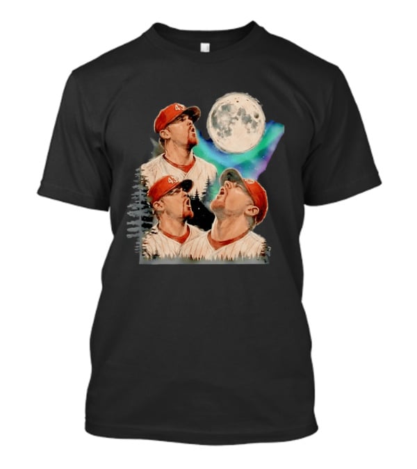 Baseball Player 43 Moon Howling Forest T-Shirt