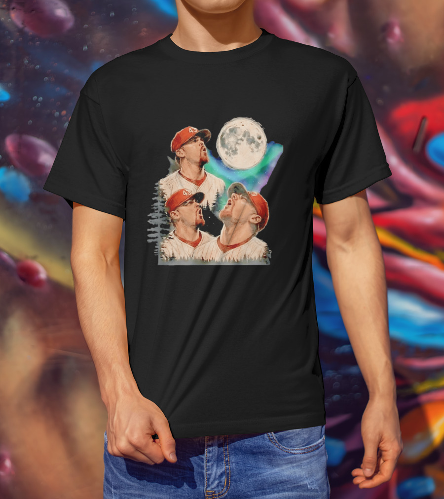 Baseball Player 43 Moon Howling Forest T-Shirt