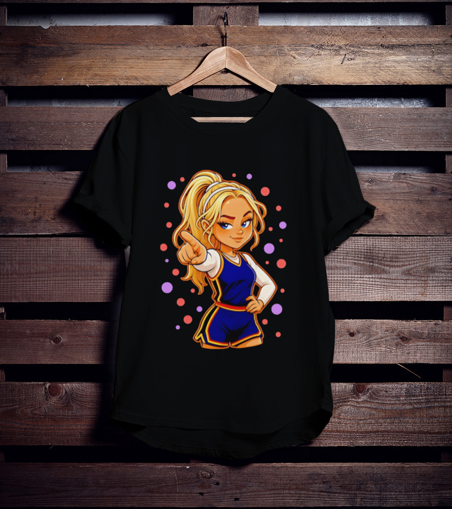 Chibi Sophie Cunningham Pointing In Basketball Uniform With Ponytail T-Shirt