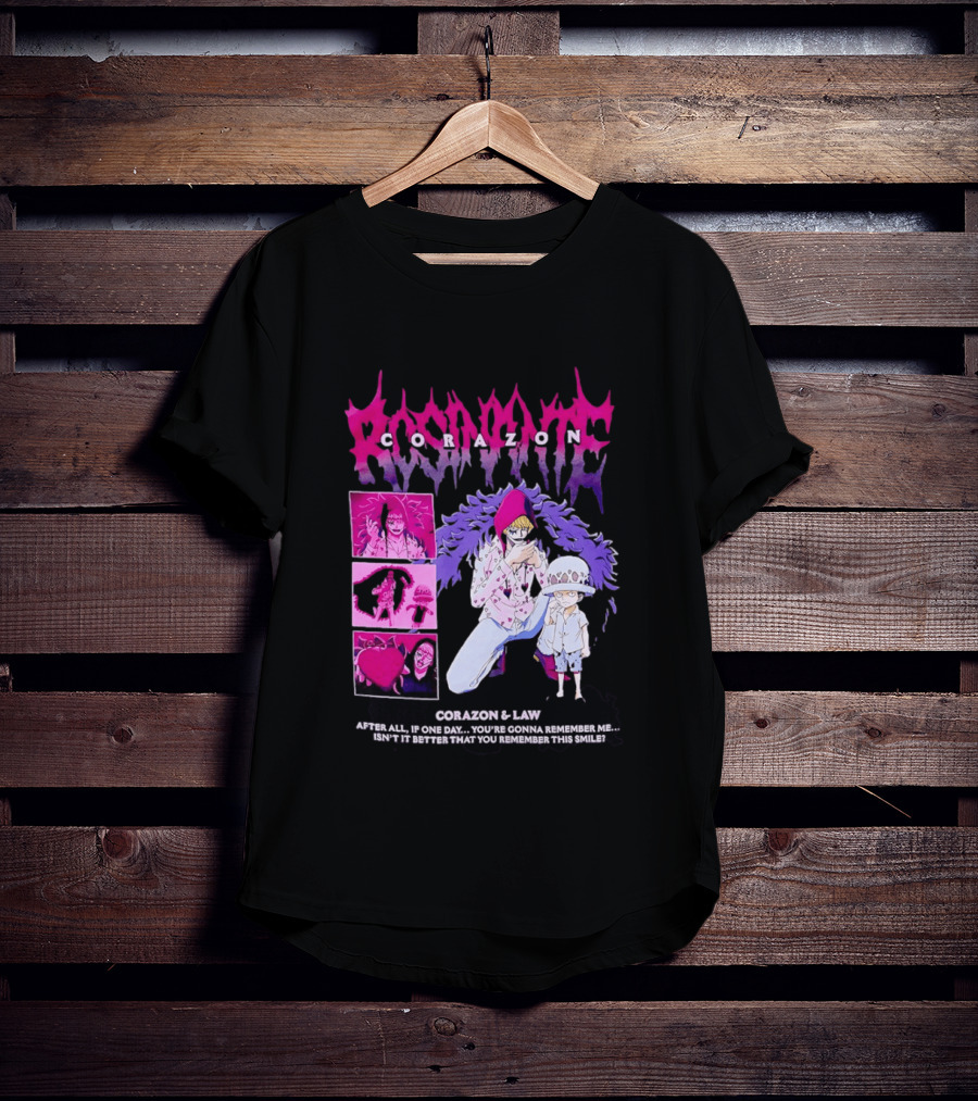 Corazon And Law One Piece After All If One Day You're Gonna Remember Me Smile Manga T-Shirt