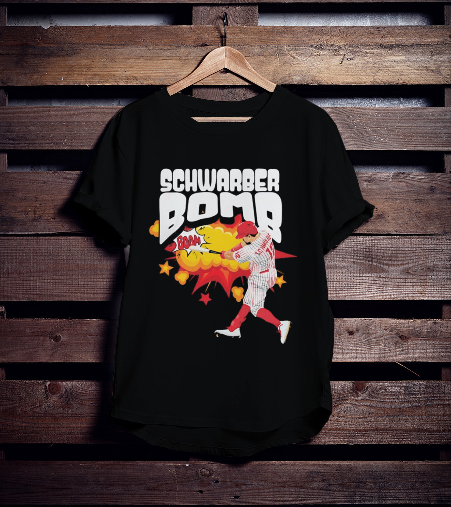 Schwarber Bomb Boom Baseball Philadelphia Phillies Player Action T-Shirt