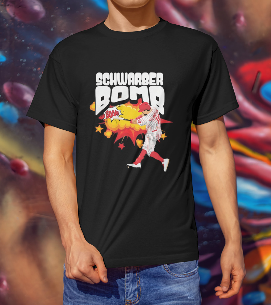Schwarber Bomb Boom Baseball Philadelphia Phillies Player Action T-Shirt