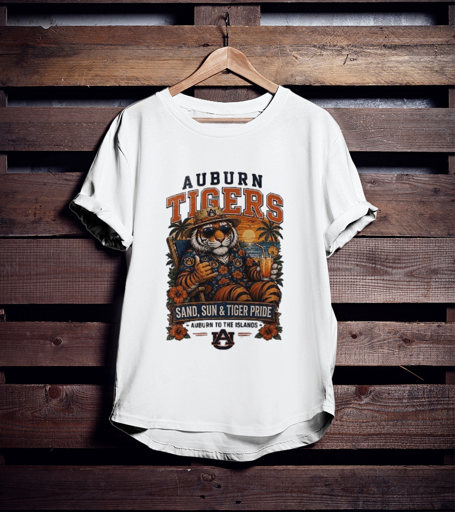 Auburn Tigers Sand Sun Tiger Pride Island Paradise Tropical Vibes T-Shirt