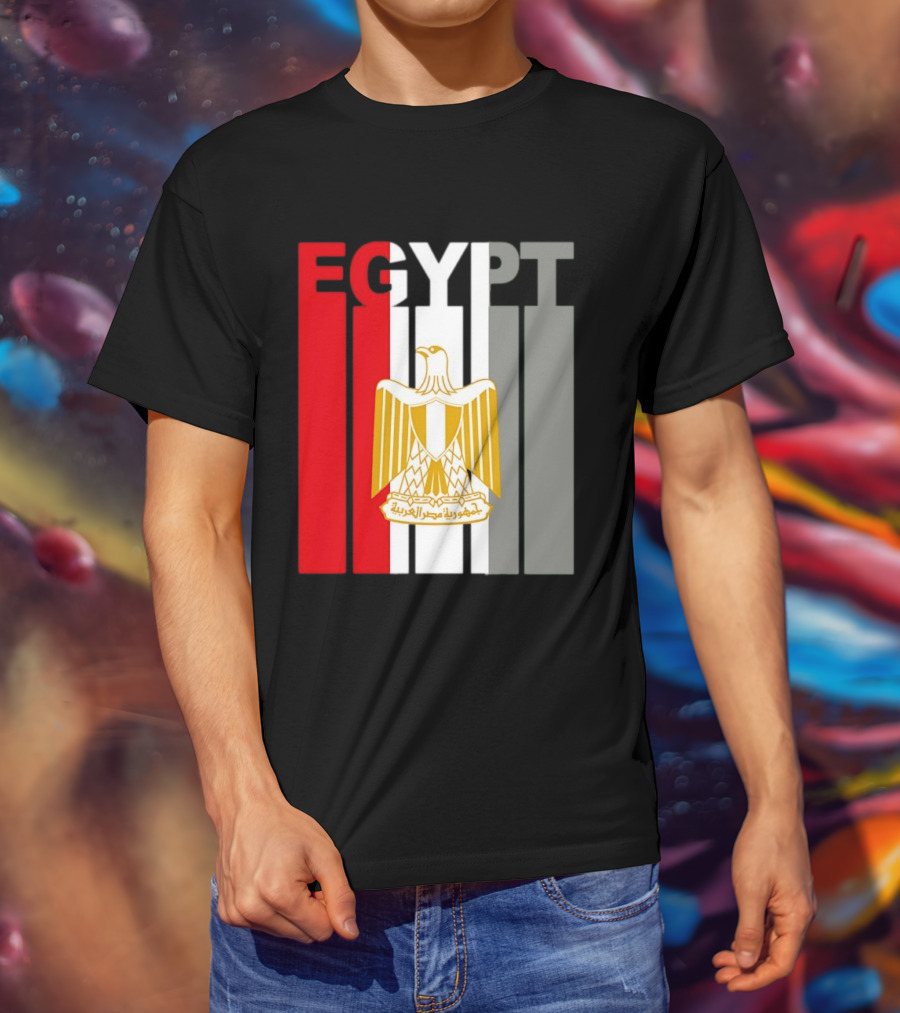 Egypt Flag Colors With Eagle Coat Of Arms T-Shirt
