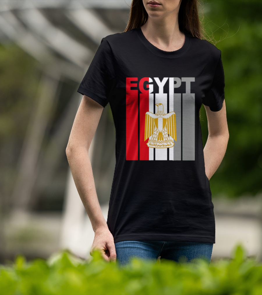 Egypt Flag Colors With Eagle Coat Of Arms T-Shirt