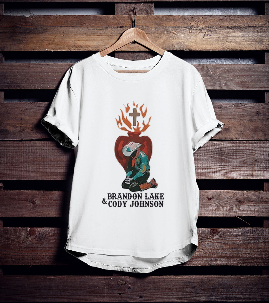 Brandon Lake Cody Johnson When A Cowboy Prays 2026 Cross Heart Flame T-Shirt