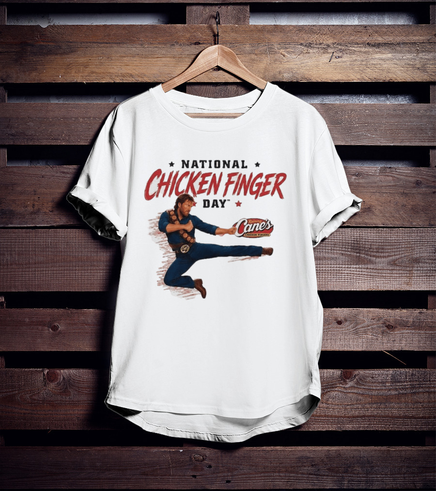 National Chicken Finger Day Chuck Norris Kicking Raising Cane's Promo T-Shirt