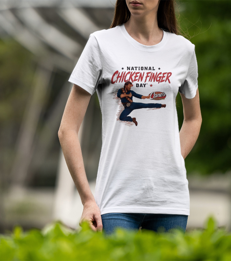 National Chicken Finger Day Chuck Norris Kicking Raising Cane's Promo T-Shirt