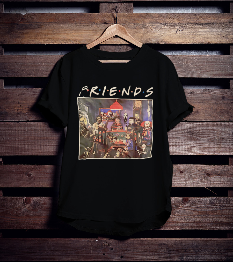 Friends Horror Movie Characters Playing Poker At Night T-Shirt