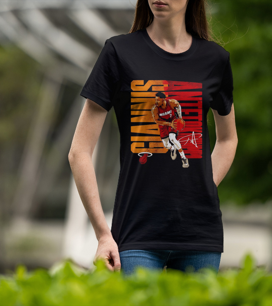 Giannis Antetokounmpo Miami 7 Basketball Running Miami Heat T-Shirt