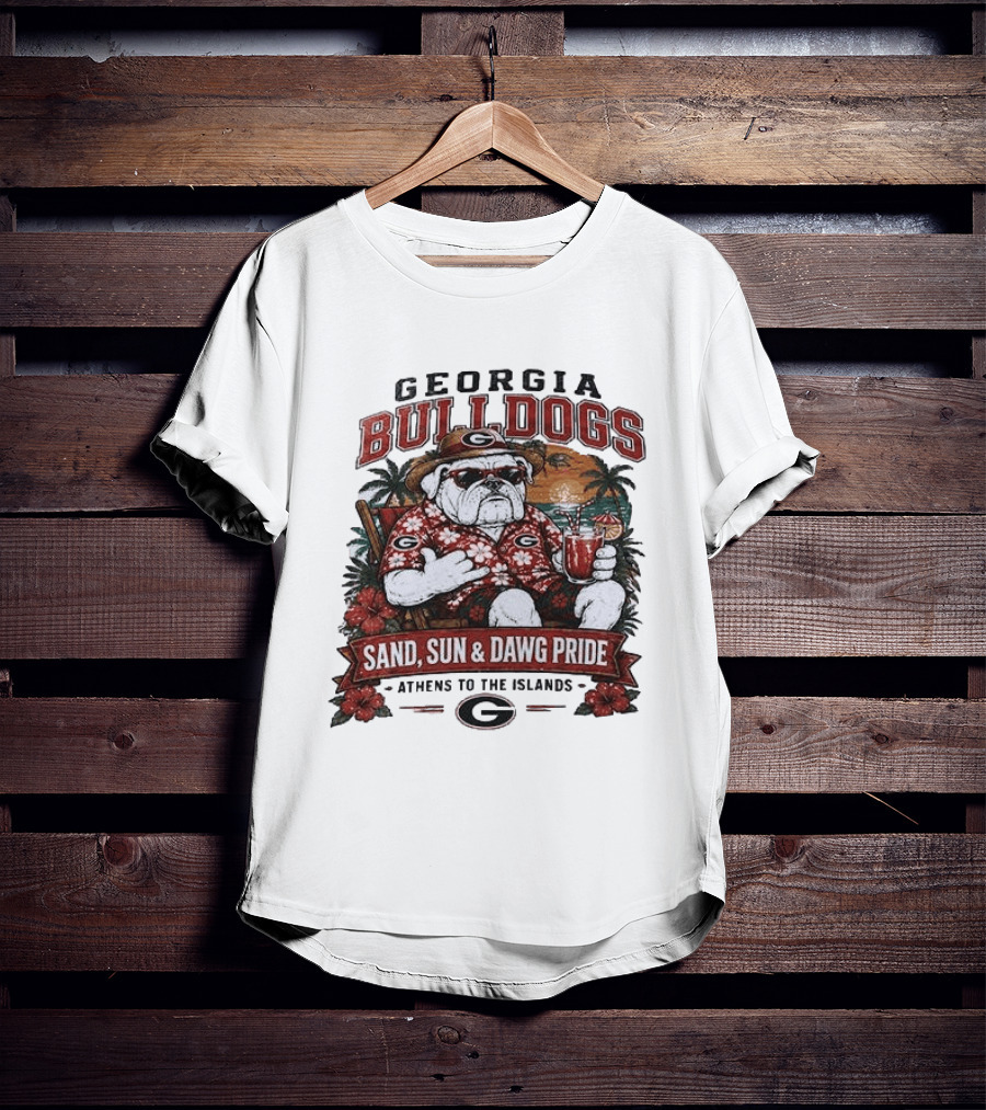 Georgia Bulldogs Sand Sun Dawg Pride Athens To The Islands Tropical Paradise T-Shirt