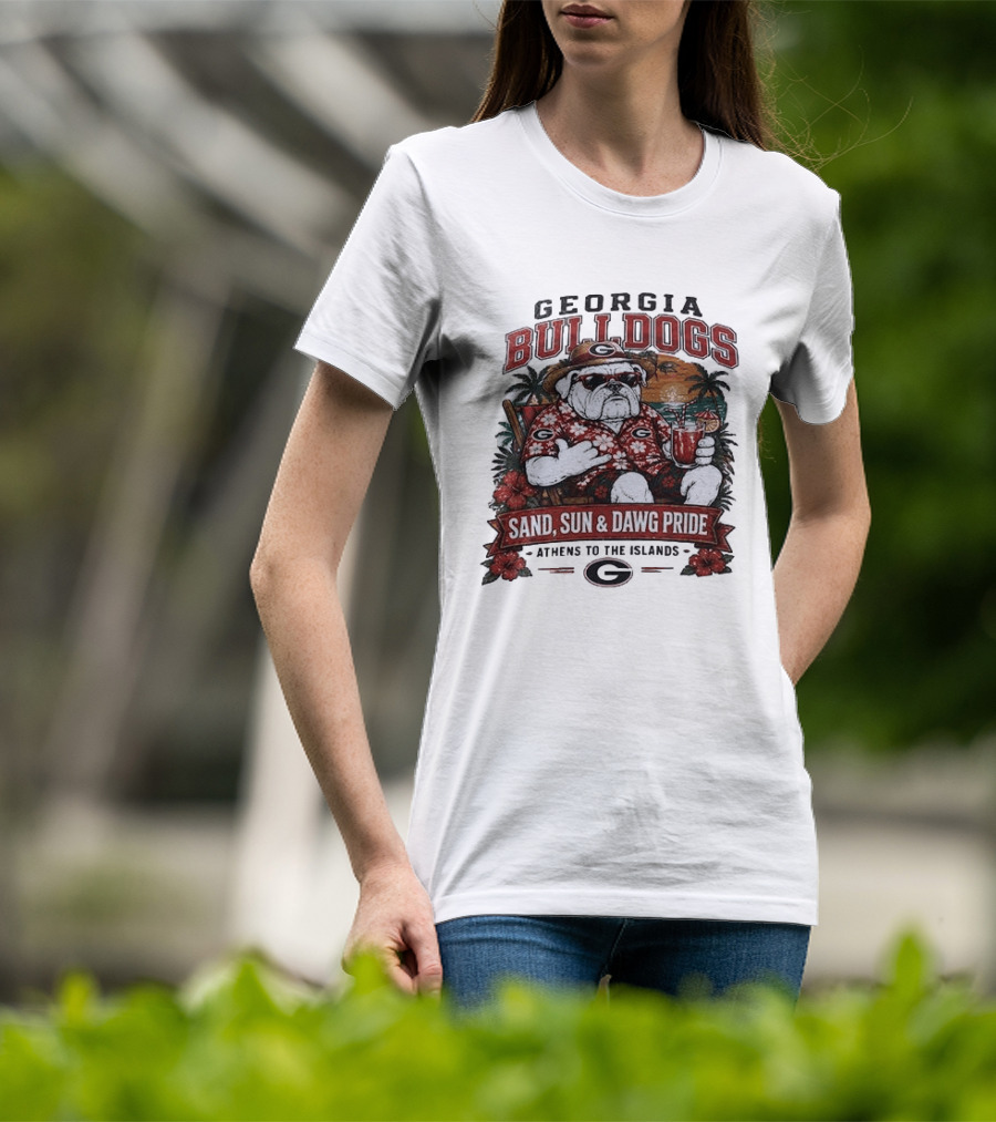 Georgia Bulldogs Sand Sun Dawg Pride Athens To The Islands Tropical Paradise T-Shirt