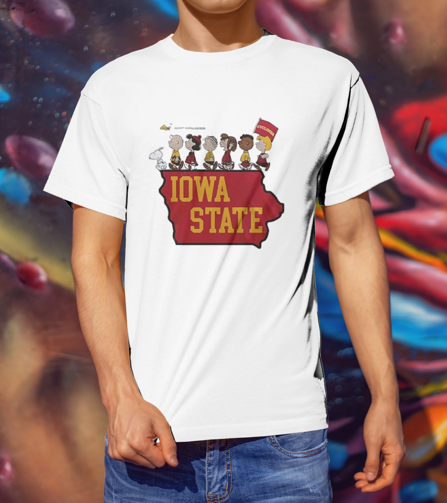 Iowa State Cyclones Peanuts Characters Marching With Snoopy And Friends T-Shirt