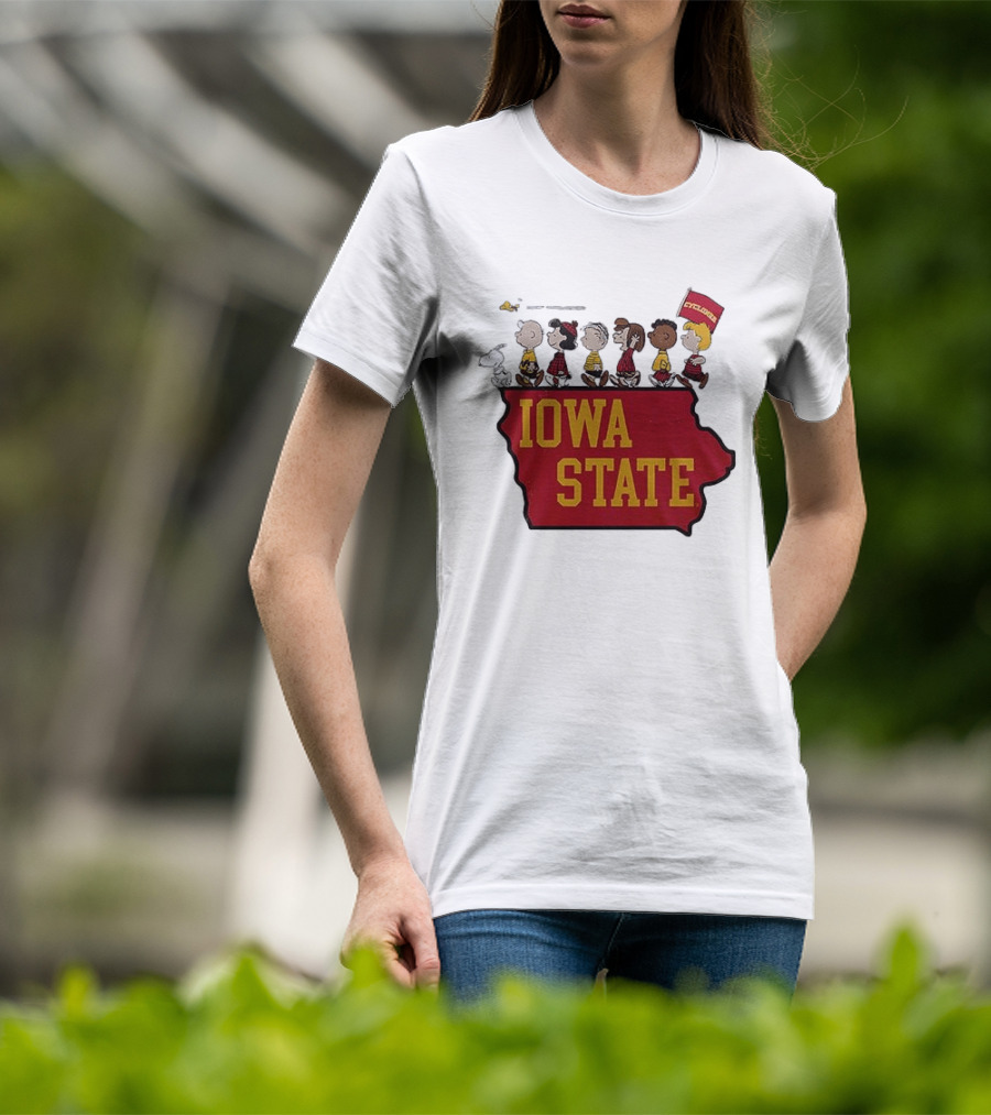 Iowa State Cyclones Peanuts Characters Marching With Snoopy And Friends T-Shirt