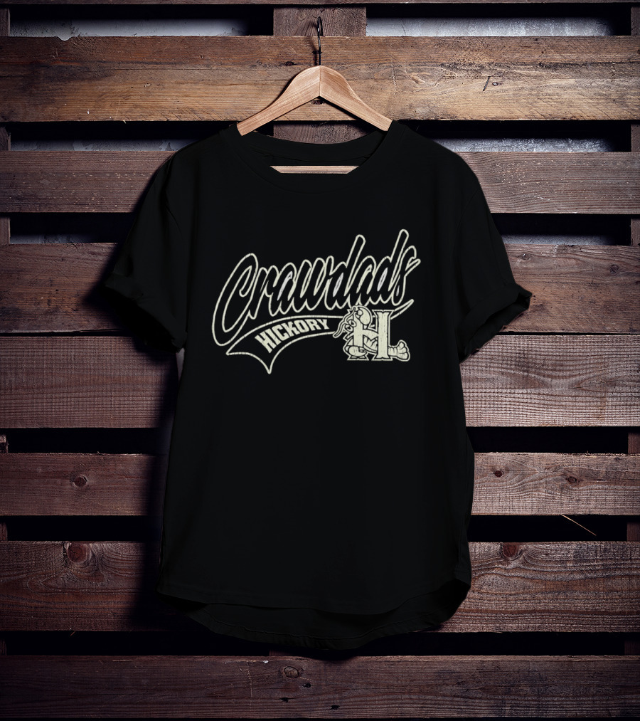 Hickory Crawdads Distressed Logo Minor League Baseball Team T-Shirt