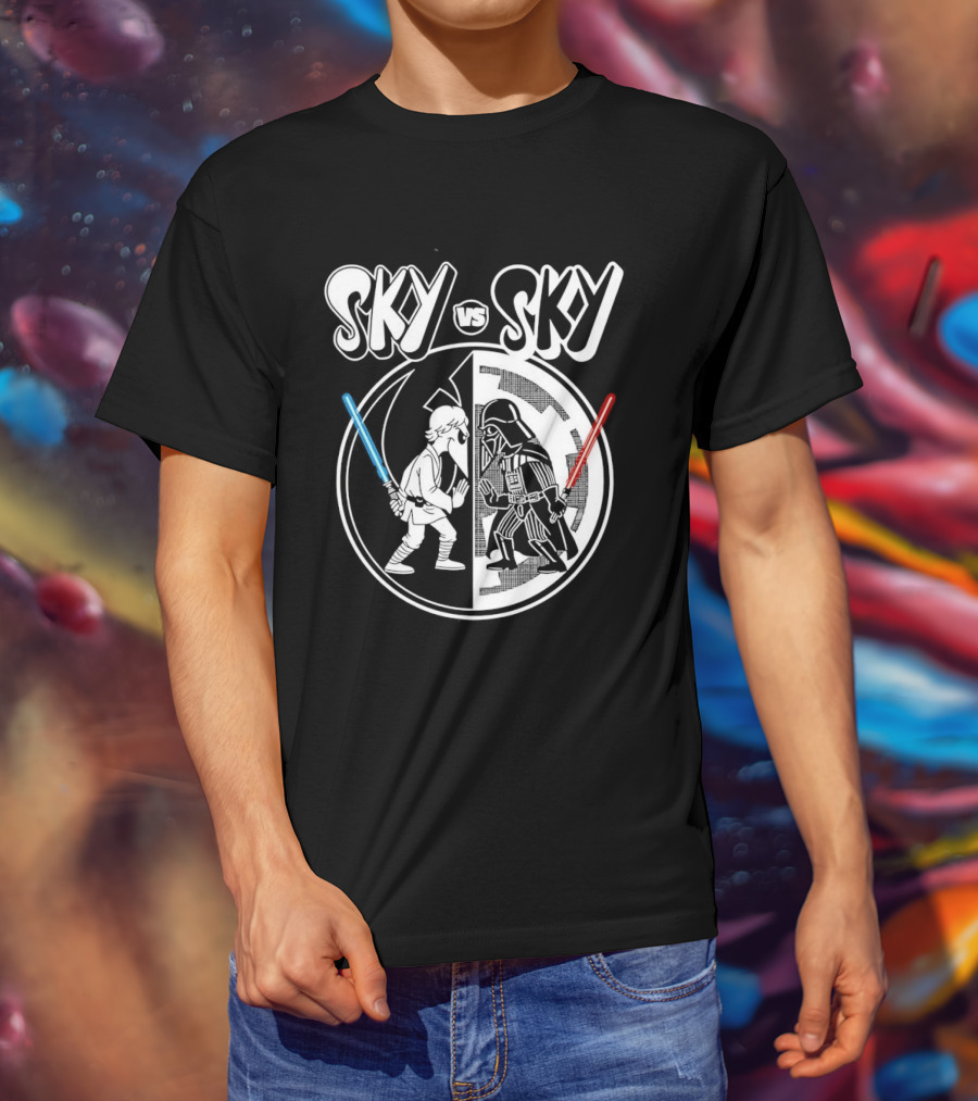 Sky Vs Sky Luke Skywalker Darth Vader Lightsaber Duel T-Shirt