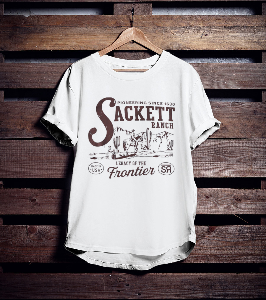 Sackett Ranch Pioneering Since 1630 Legacy Of The Frontier Desert Landscape T-Shirt