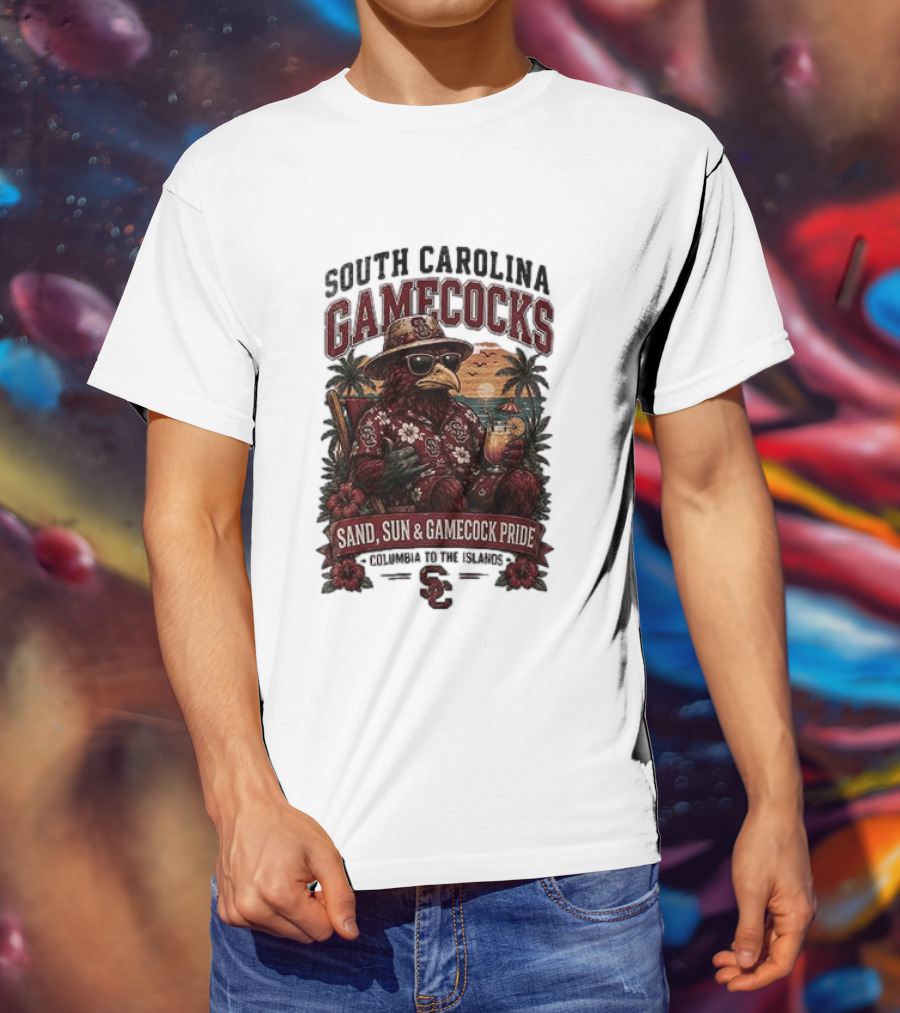 South Carolina Gamecocks Sand Sun Gamecock Pride Columbia Tropical Paradise T-Shirt