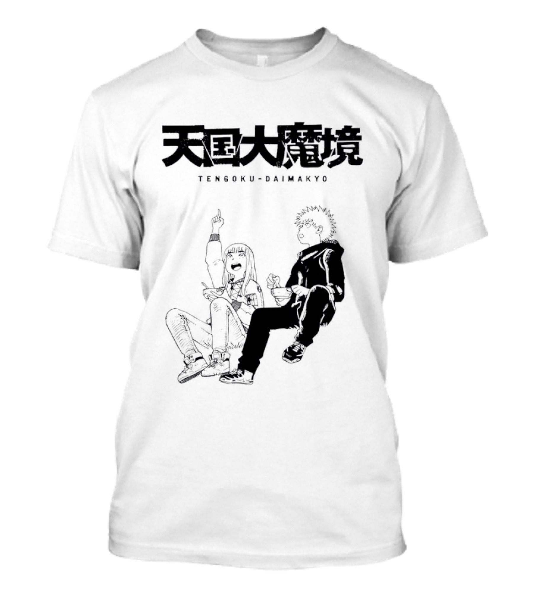Tengoku Daimakyo Anime Characters Sitting Together Eating T-Shirt