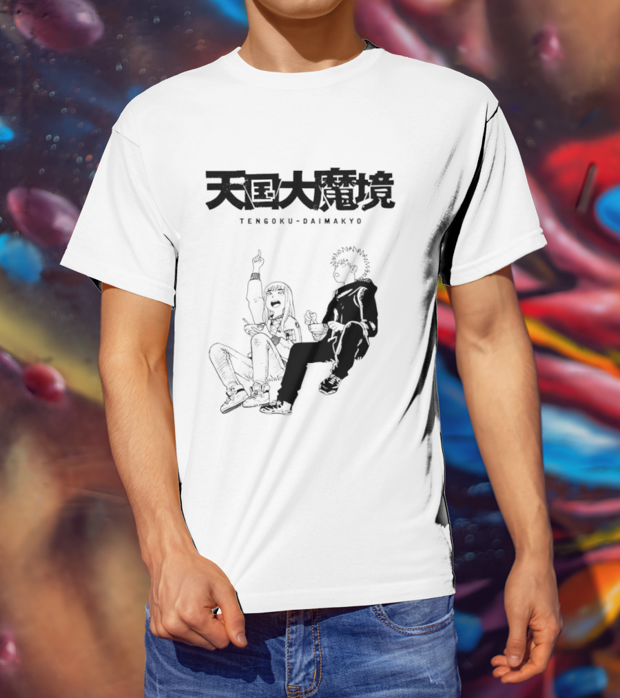 Tengoku Daimakyo Anime Characters Sitting Together Eating T-Shirt