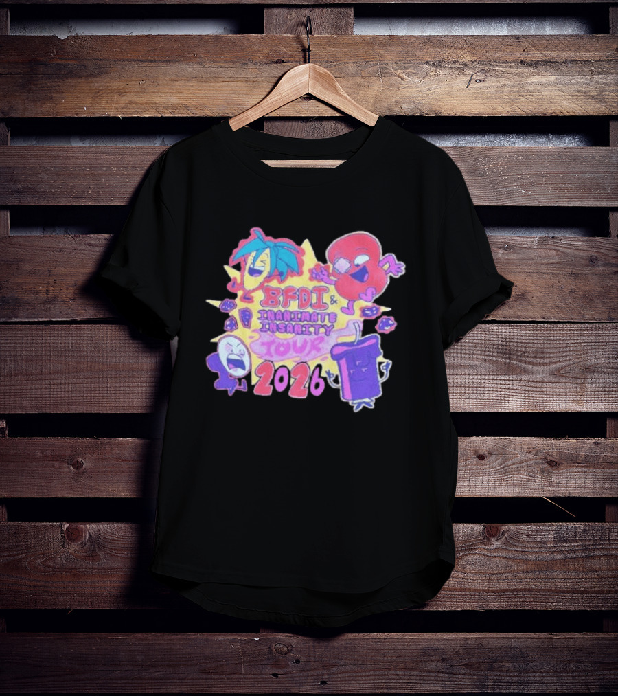 BFDI & Inanimate Insanity Tour 2026 Characters And Fun Adventure T-Shirt