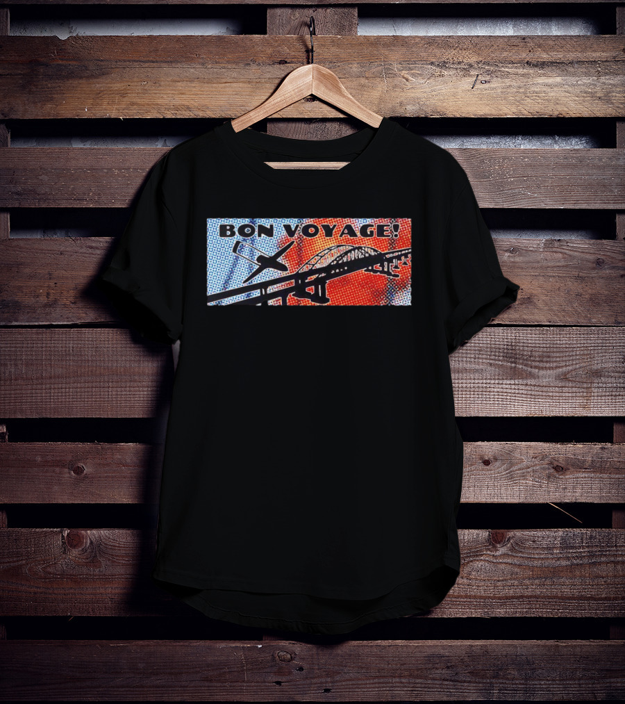 Bon Voyage Halftone Airplane And Bridge Travel T-Shirt