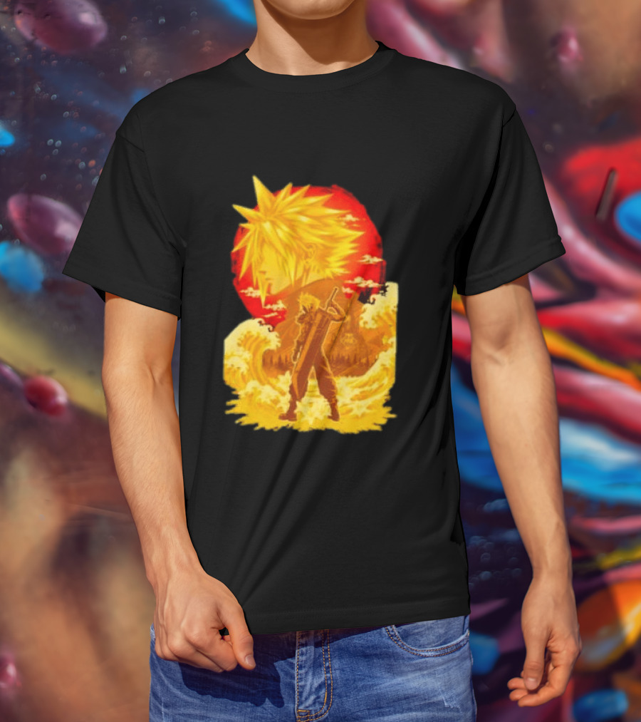 Cloud Strife Final Fantasy VII Shinra Ukiyo E Wave T-Shirt