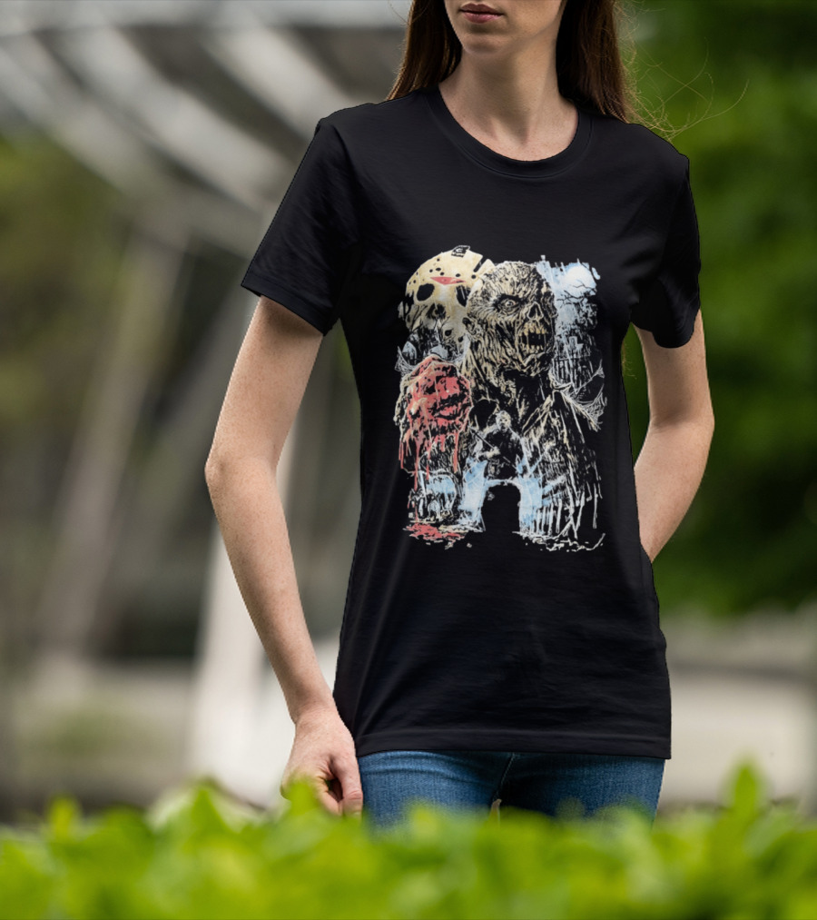 Jason Voorhees Classic Mask And Horror Icons Friday The 13th T-Shirt