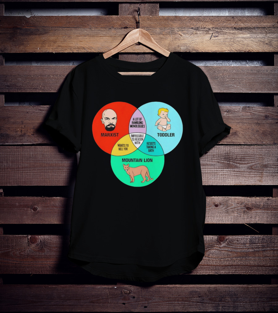 Venn Diagram Humor Marxist Toddler Mountain Lion Impossible To Reason T-Shirt