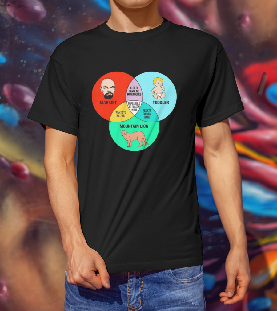 Venn Diagram Humor Marxist Toddler Mountain Lion Impossible To Reason T-Shirt